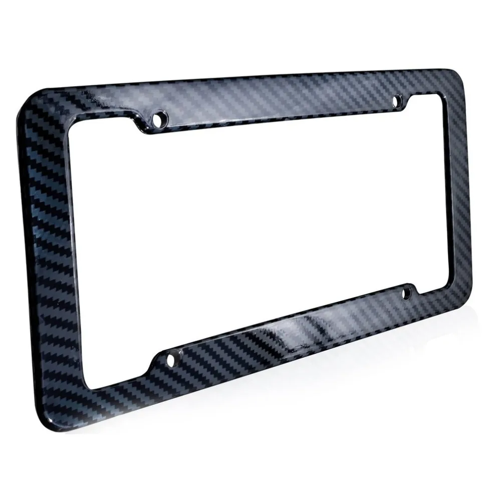 

Newest License Plate Frame Carbon Fiber Plastic License Plate Frame Bracket With Standard Screw Kits Universal Fit for Cars Top