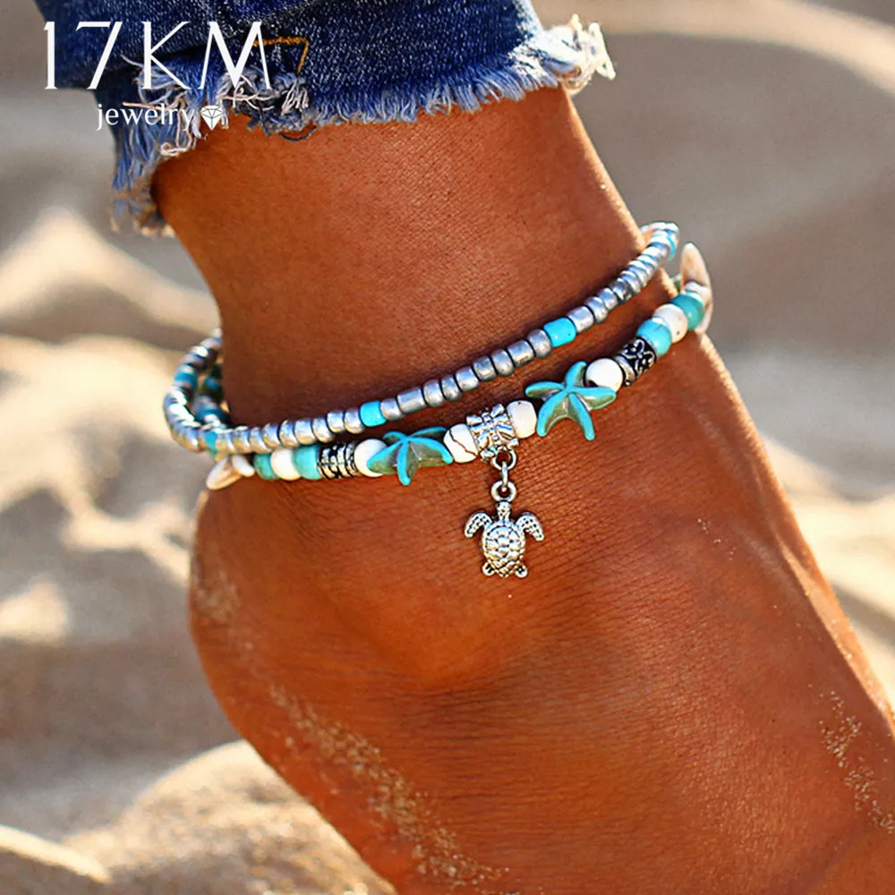 17KM Vintage Shell Beads Starfish Anklets For Women New Multi Layer Anklet Leg Bracelet Handmade Bohemian Jewelry Sandals Gift 17KM Vintage Shell Beads Starfish Anklets For Women New Multi Layer Anklet Leg Bracelet Handmade Bohemian Jewelry Sandals Gift
