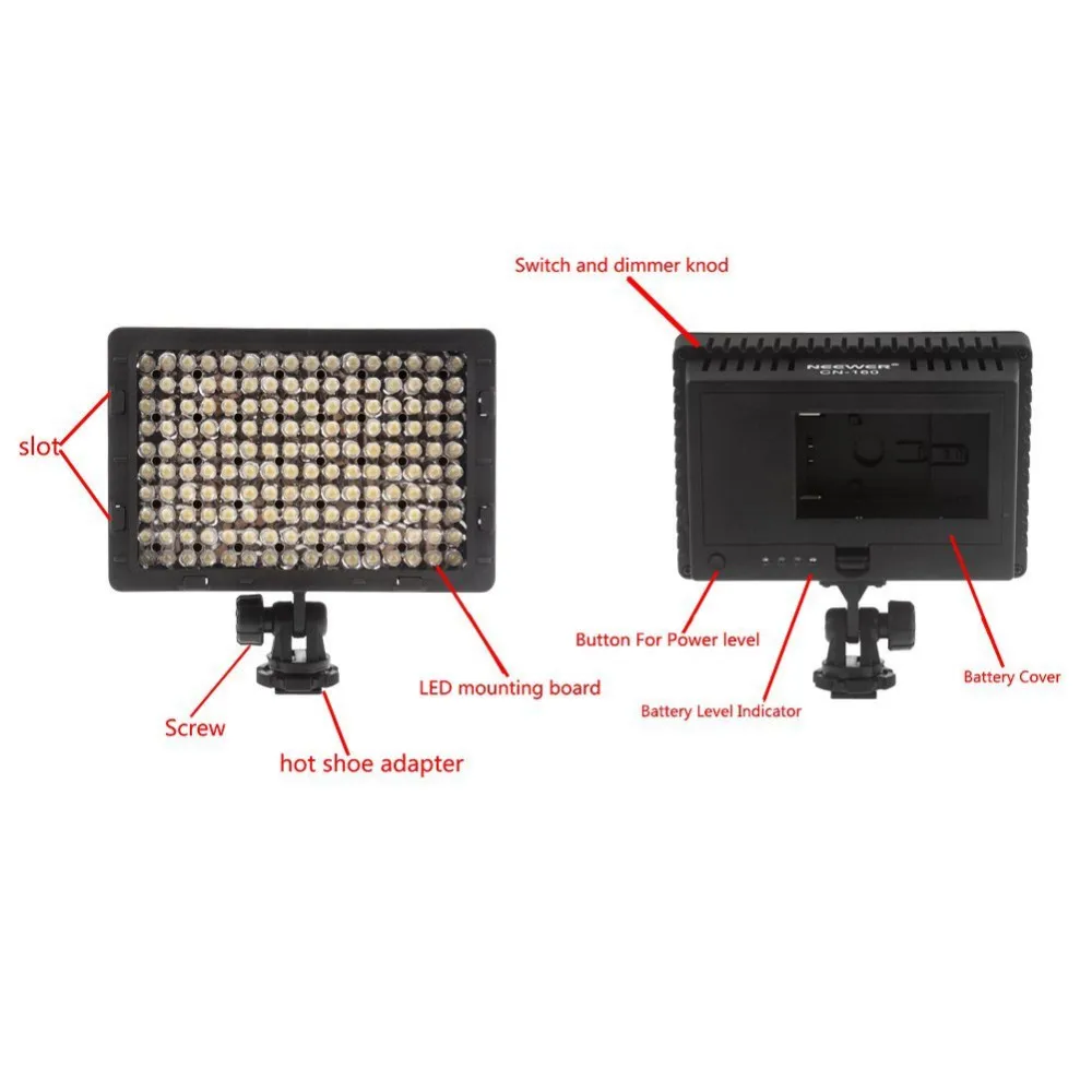 NEEWER 160 LED Затемнения Свет Видеокамера, LED Свет для Canon, Nikon, Pentax, Panasonic SONY Samsung Olympus Цифровых Камер