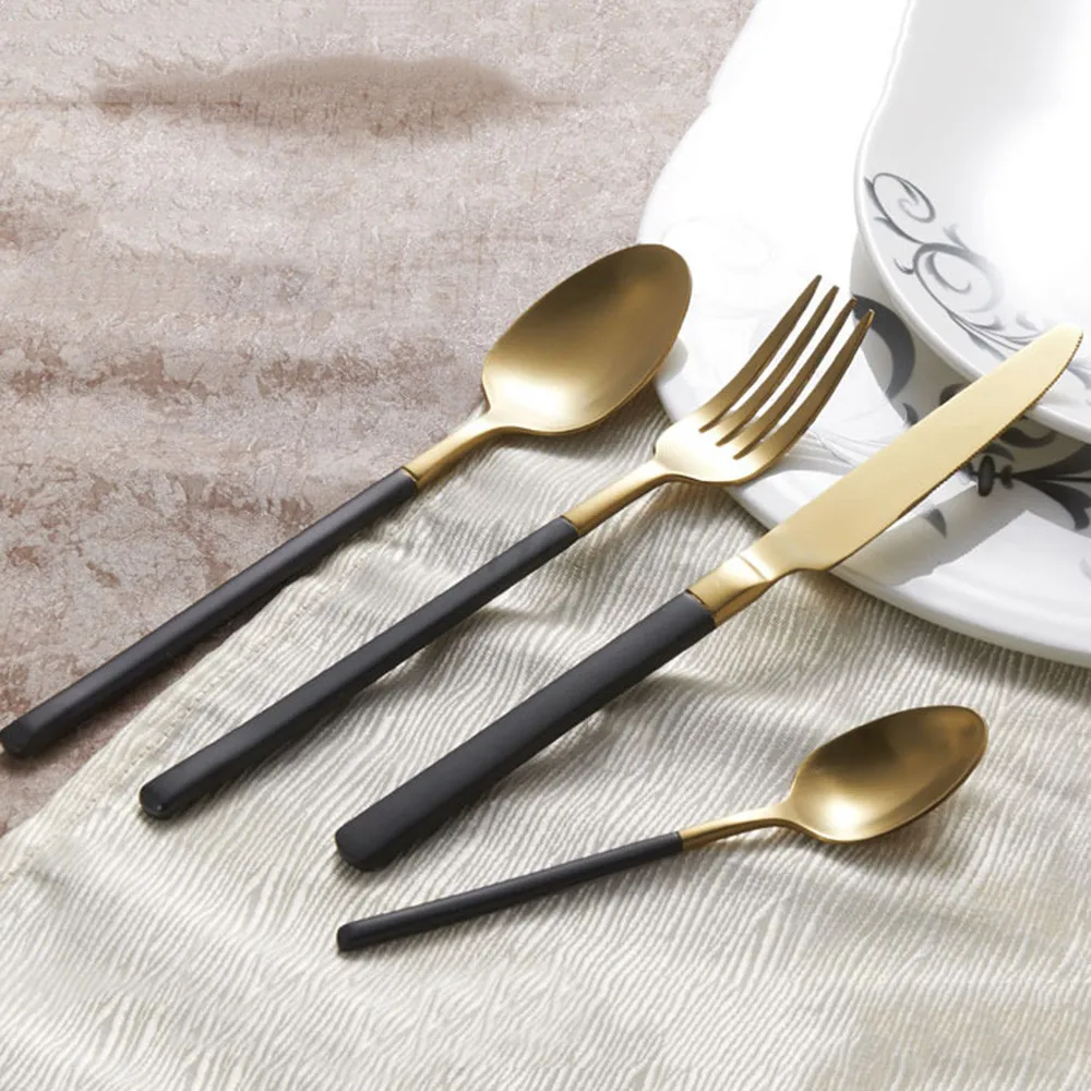 cheap stainless steel flatware piece flatware jankng 24 pcslot gold stainless steel dinner set black handle cutlery tableware silverware knife fork dinnerware for 6in sets from home cheap stainless steel flatware piece flatware jankng 24 pcslot gold stainless steel dinner set black handle cutlery tableware silverware knife fork dinnerware for 6in sets from home