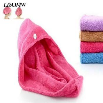 

LDAJMW High quality Womens Girls Lady's Magic Quick Dry Bath Hair Drying Towel Head Wrap Hat Makeup Cosmetics Cap Bathing Tool