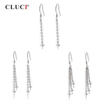 

CLUCI Simple Silver 925 Pearl Earring Mounting for Women Sterling Silver Multiple Style Drop Earrings SE143SB