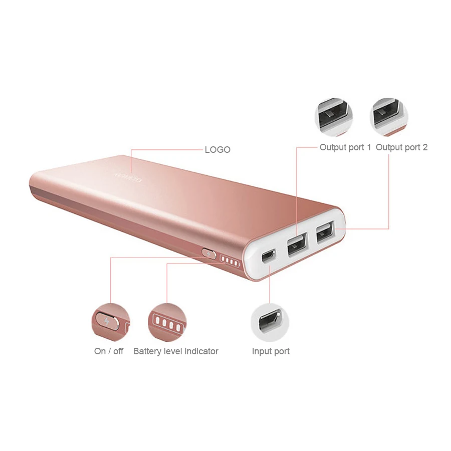Внешний аккумулятор ROMOSS GT1 10000 мАч внешний romoss 5 В/1 а с двумя USB портами зарядное
