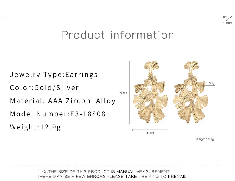 Женские серьги с подвеской в виде листьев гинкго билоба из сплава золотого и серебряного цвета, модные ювелирные изделия