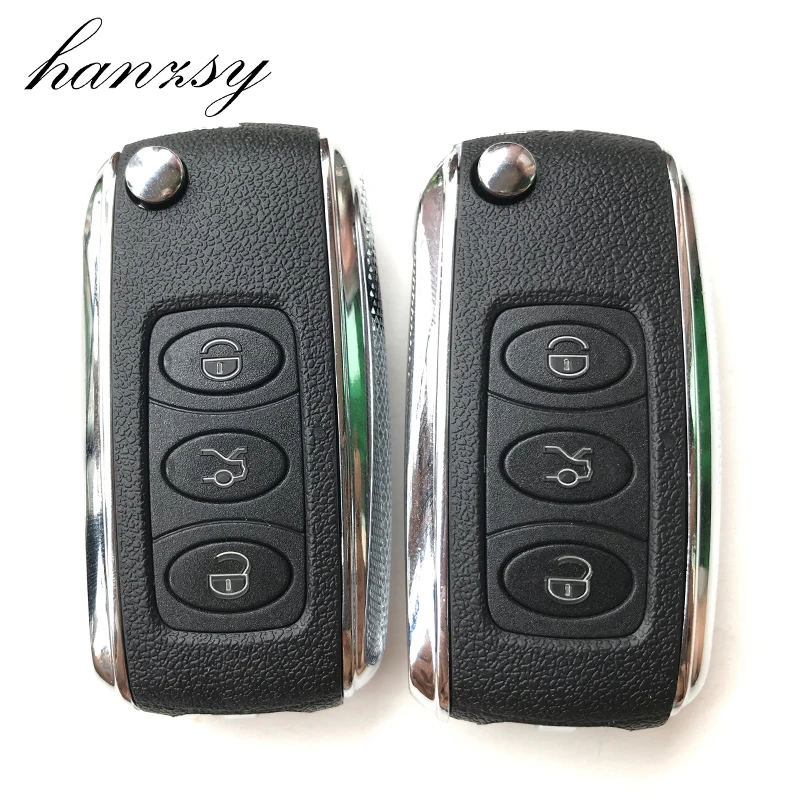 

For Bentley 3 Buttons Flip Car Key shell Blank Fob Replaceable Smart Remote Key Case Housing Without Battery Holder /blade