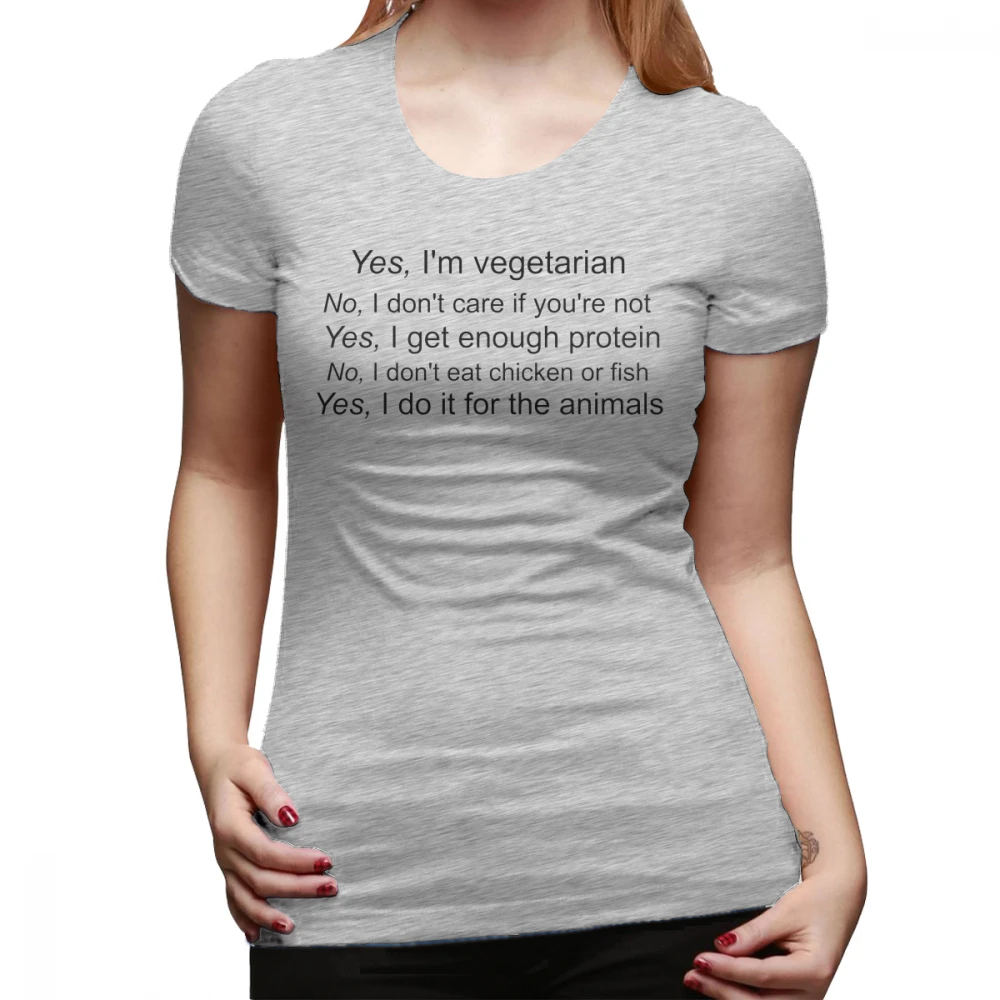 Вегетарианская футболка с надписью, женская футболка с круглым вырезом большого размера, хлопковая уличная стильная забавная женская футболка с коротким рукавом - Цвет: Серый
