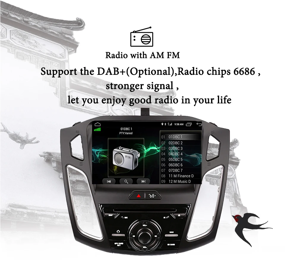 Cheap 2 din 9Inch Android 9.0 4g+64g Car Dvd Gps For Ford Focus 2015-2018 With Wifi Gps Navi Fm Radio BT Multimedia SD Tape Recorder 4