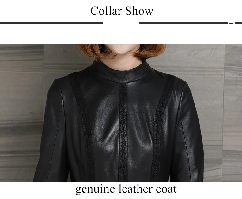 Neuf En Cuir Femmes Coupe Long Véritable Automne vent Noir Survêtement Points Peau De Mouton Veste Manteau Femelle Manches Rétro IY4qxw