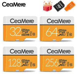 CeaMere Micro SD карта 256 ГБ/128 ГБ/64 Гб UHS-3 32 ГБ/16 ГБ/8 Гб Class 10 UHS-1 4 Гб флэш-карта памяти Microsd Бесплатная устройство чтения карт памяти