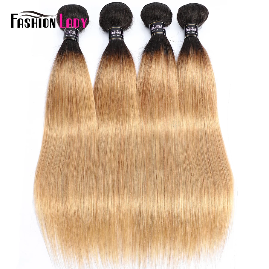 Fashion Lady Pre Colored Brazilian Hair Weave Bundles Ombre Hair