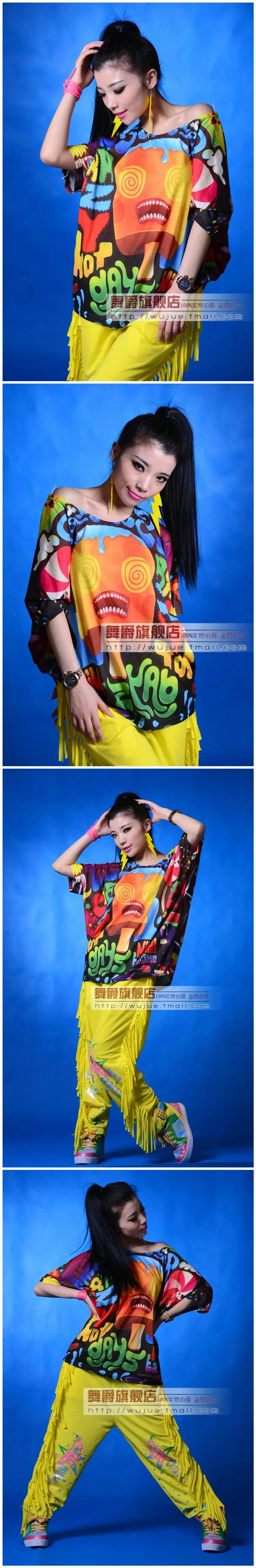 Новая модная одежда хип-хоп свободные Топ танцевальные женские рубашки оптом костюм Harajuku Женская свободная футболка "крылья летучей мыши"
