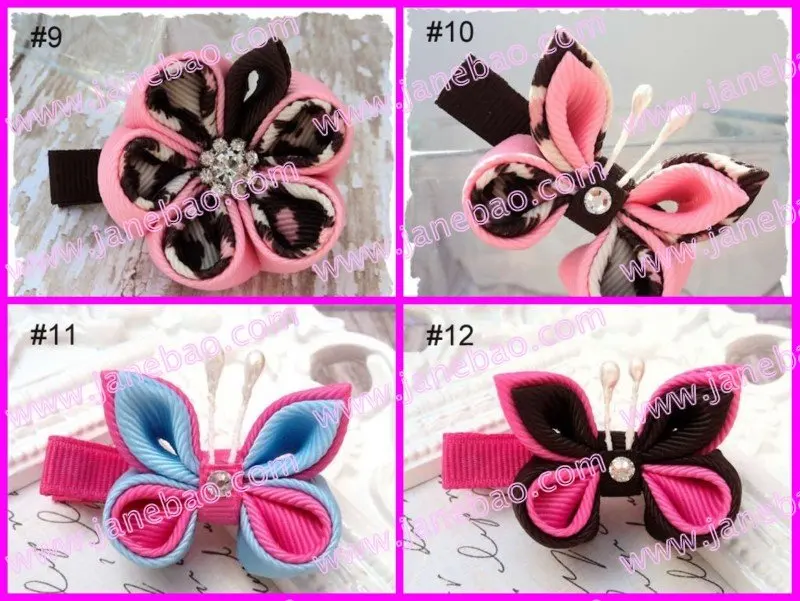 

free shipping 160pcs kanzashi flower hair clips badge reel hair clips holder hair bows