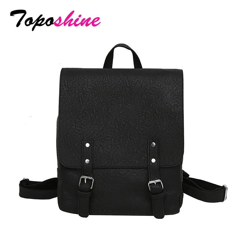 

Toposhine Summer New Preppy Style Young Girl School Backpack Fashion Korean Quality PU Leather Women Travel Backpack Female Bags