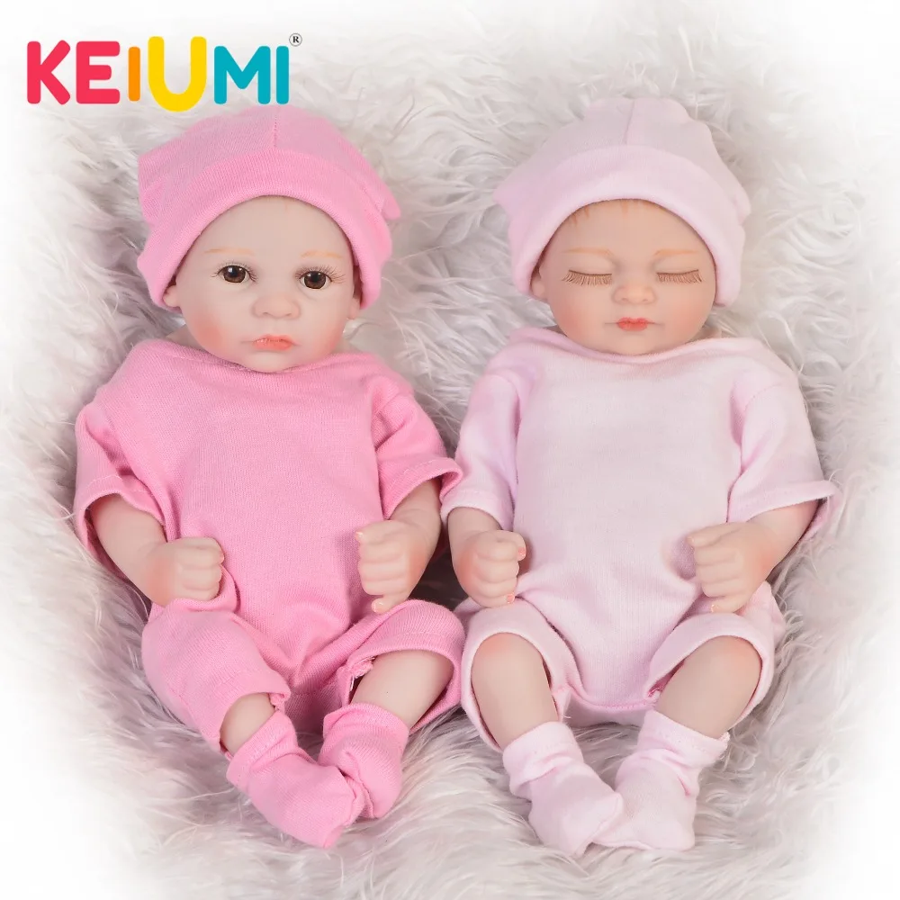 

Mini 11'' Full Silicone Vinyl Reborn Baby Girl Dolls Looks Like Boneca Reborn Twins Opens Or Close Eyes For kids Bedtime Partner