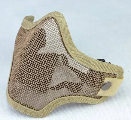 

2 Belt High Quality Half Face Metal Net Mesh Mask Hunting Tactical Protective Airsoft Mask Sport Hunting Masks