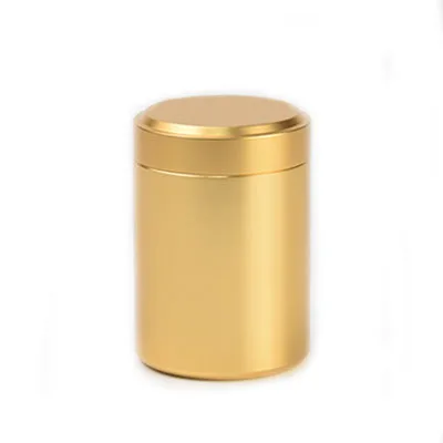 Мини чайная коробка из титанового сплава, герметичный уличный контейнер для путешествий, подарочные банки 6,5*4,5 см - Цвет: gold