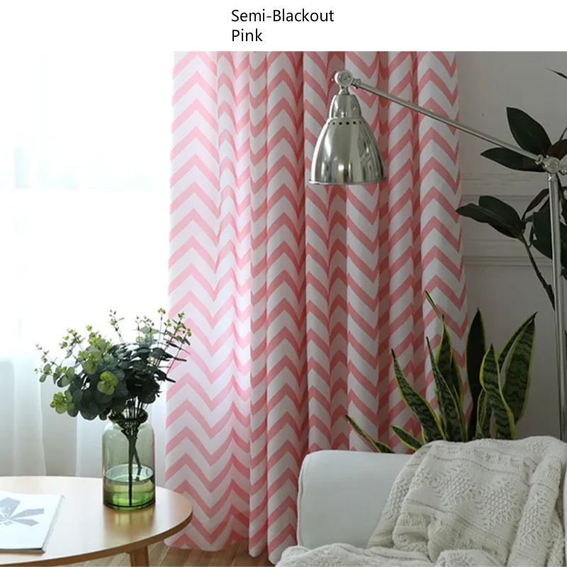 Затемненные шторы s для гостиной спальни шторы с частичной светоизоляцией с волнами и полосками для обработки окон жалюзи серый розовый желтый - Цвет: 1PC Pink S-B