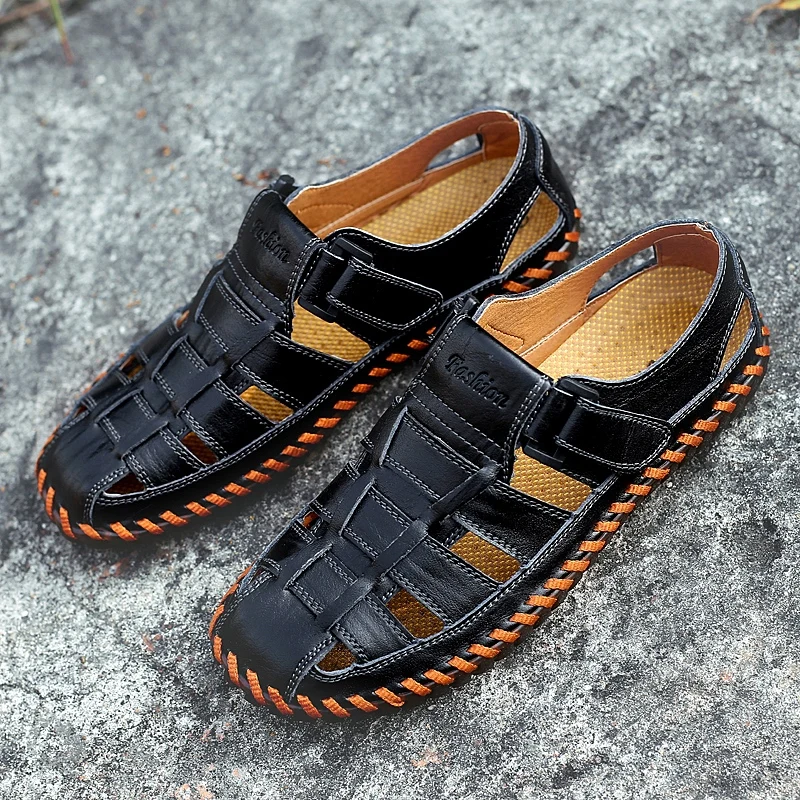 Brands Mens Sandals Real Leather Outdoor Sandals Summer Handmade Men Shoes Men's Sandals Breathable Summer Walking Sandals Brands Mens Sandals Real Leather Outdoor Sandals Summer Handmade Men Shoes Men's Sandals Breathable Summer Walking Sandals