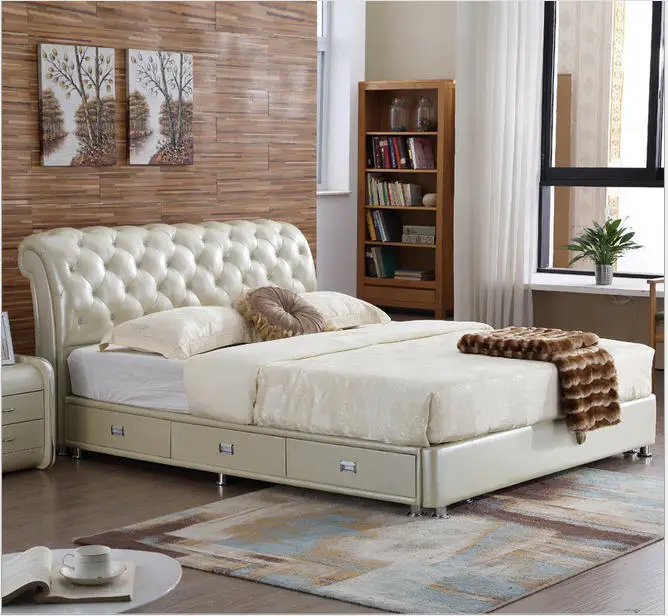 Real Genuine leather bed frame Soft Beds Home Bedroom Furniture camas lit muebles de dormitorio yatak mobilya quarto bett Real Genuine leather bed frame Soft Beds Home Bedroom Furniture camas lit muebles de dormitorio yatak mobilya quarto bett