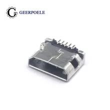 50 шт./лот плоский край DIP 5 Pin Тип B Micro USB разъем Женский плоский ПОРТ Jack Tail Sockect для samsung lenovo huawei zte ect
