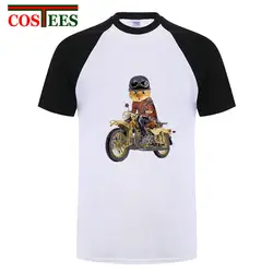 Пародия Кот мотоциклетные футболки мужские милый двигателя велосипед 3D Футболка короткий рукав o-образным вырезом Забавный аниме футболка
