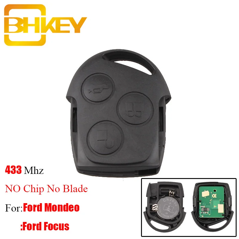 BHKEY 3 кнопки дистанционного ключа автомобиля 433 МГц для Ford Fusion Focus Mondeo Fiesta Galaxy 2001-2008 ключи автомобиля