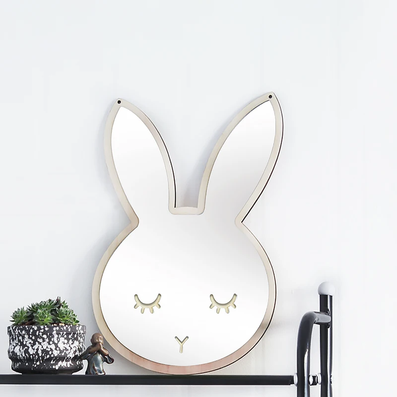 

Children Cartoon Decorative Mirror Bathroom Baby Room Rabbit Bowknot Wall Mirror Frame Creative Home Art Decoration