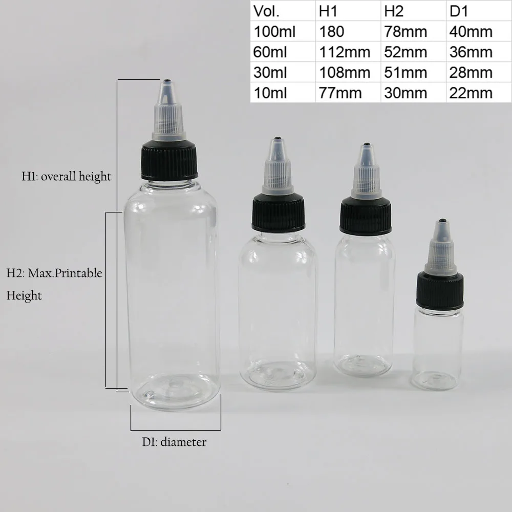 空の詰め替え可能なプラスチックアイボトル,液体水耕ボトル,タバコのボトル,容器,1/3oz,1oz,2oz,100ml,4oz,50個  AliExpress