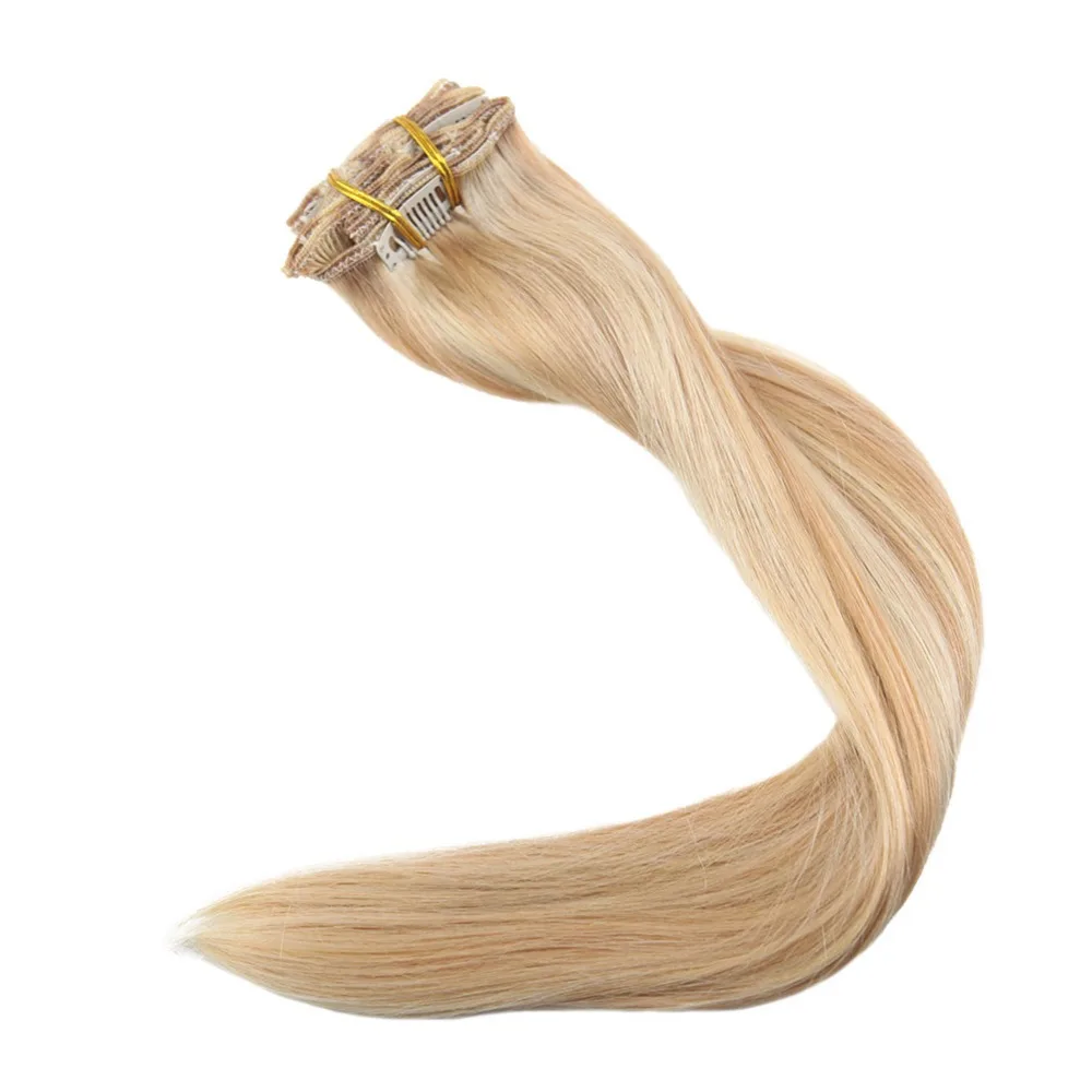 Full Shine 9Pcs Clip In Human Hair Extensions Balayage Hair Extension