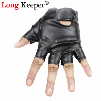 

Long Keeper Cool Gloves Kids Fingerless Leather Gloves Semi fingerless Glove Half-finger Black Children mittens For 5-13 Y G078