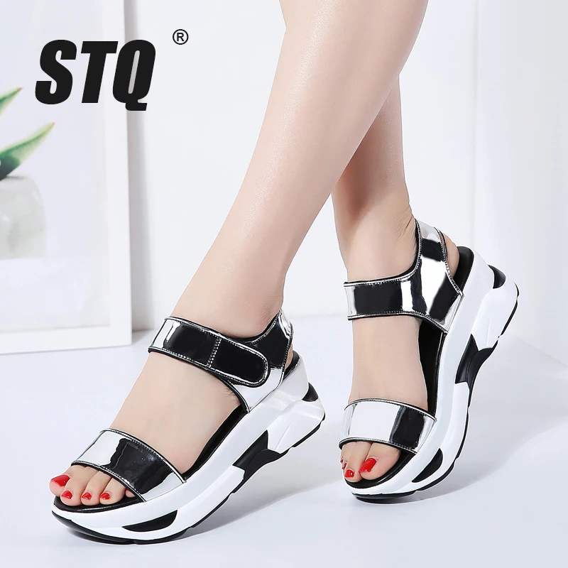 

STQ 2019 Summer women high platform Sandals wedge sandals women beach flip flops ladies slingback high heel sandals shoes 7588