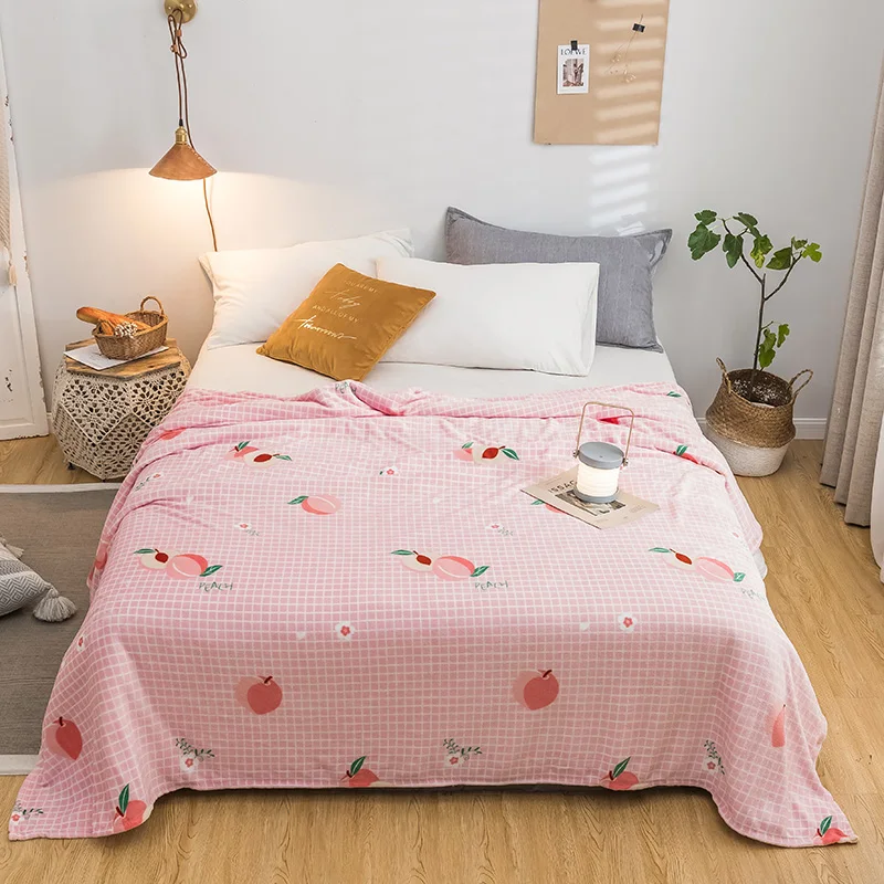 

LREA pink plaid peach coral fleece throw bedspreads blanket for beds winter home textile decorations for children or adults