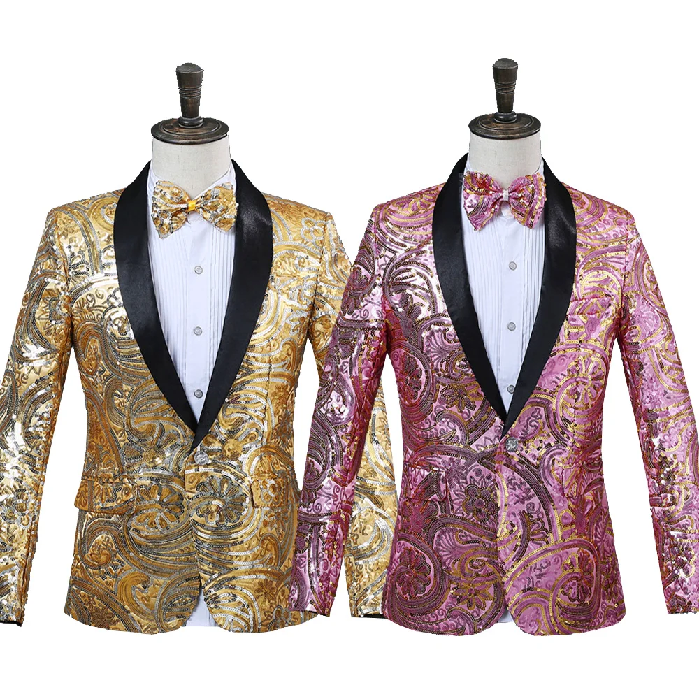 Aliexpress.com : Buy Men's Suit Jacket Fancy Sequin Costume Artist Singer Long Sleeve Top Annual 