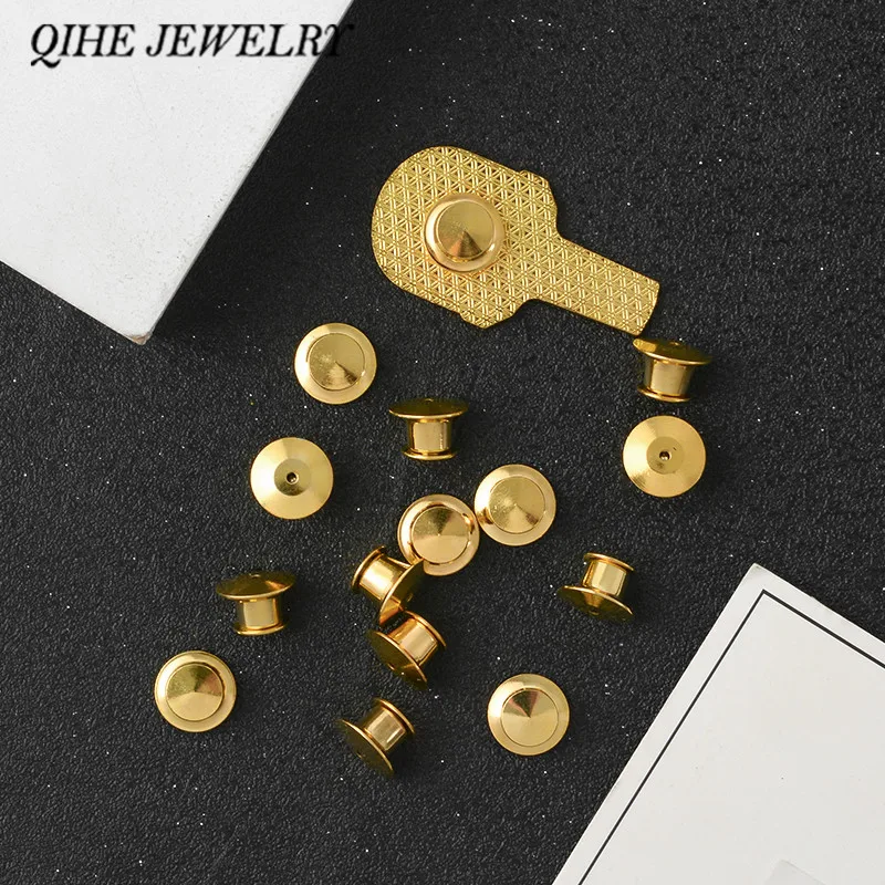 QIHE JEWELRY Locking Pin Backs For Enamel Pins Gold Silver color