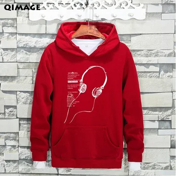 

QIMAGE 2017 Autumn and winter New Men's Fleece Hoodies Novelty Trance Headphones Classic Clothes Cotton Men Hoodies Sweatshirts