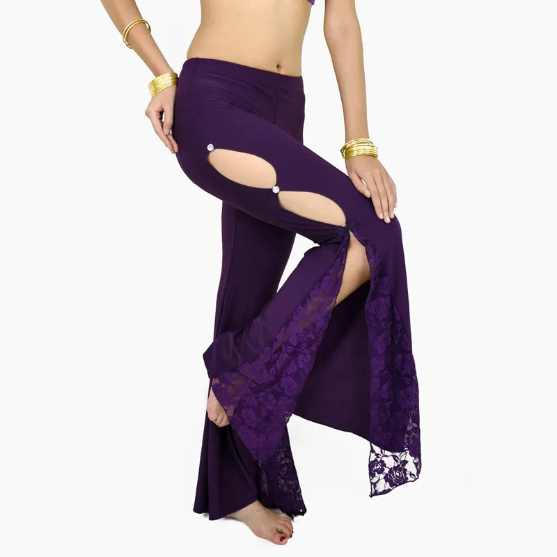 Сексуальные кружевные спандексные костюмы для восточных танцев живота, штаны для женщин, одежда для индийского танца живота, расклешенные брюки, одежда
