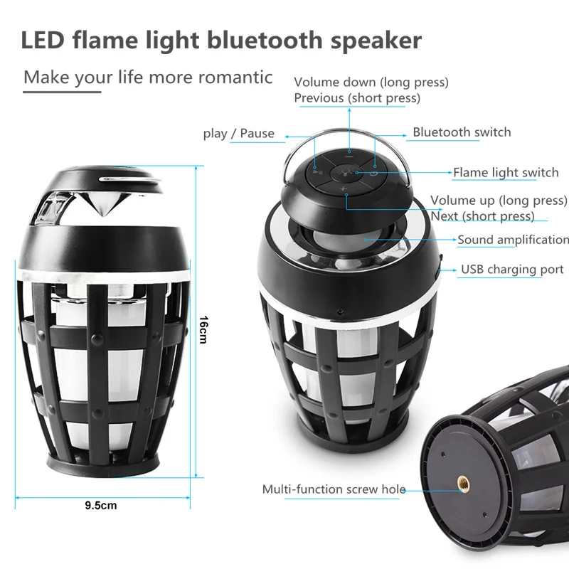 Светодиодный фонарь светильник с Bluetooth Flame креативный умный динамик беспроводной