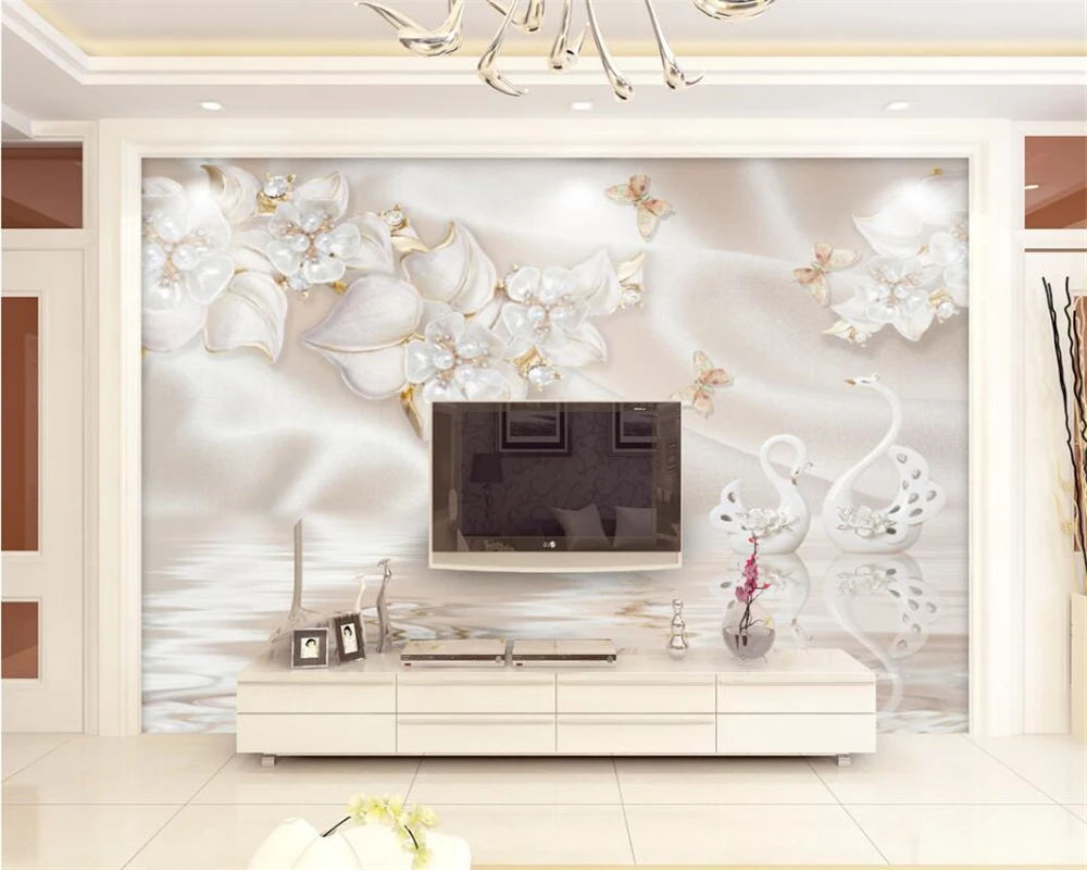 Beibehang High quality 3D wallpaper luxury ceilings jewelry swan TV living room room background wall decoration wallpaper mural photo blue sky ceiling sky ceiling wallpaper home decoration 3d landscape ceilings