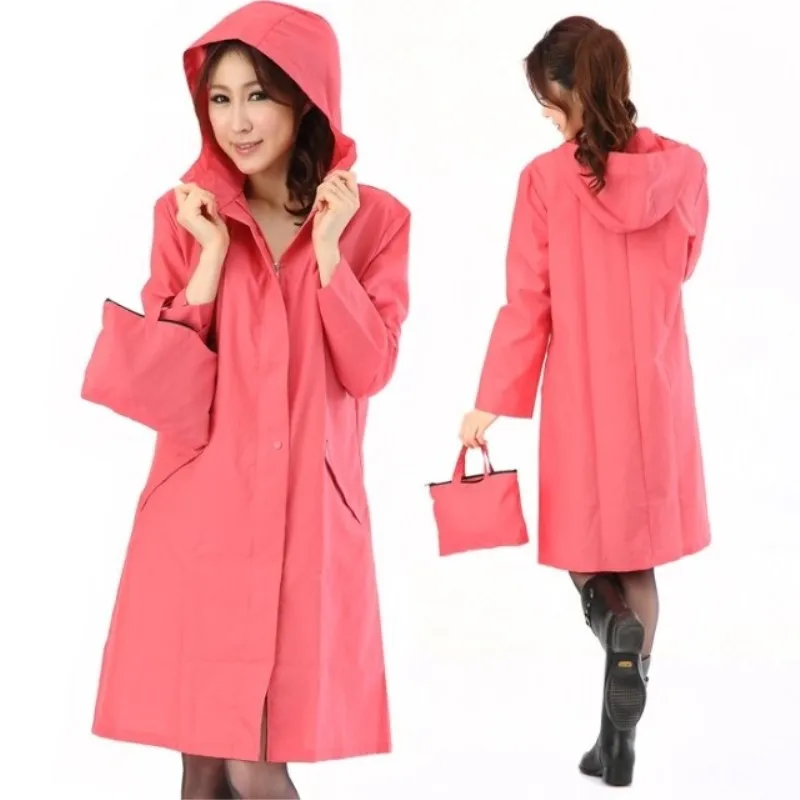 

FreeSmily Fashion Sexy Lady knee-length Long Raincoat Woman hubasqueros Mujer Dress Rain Coat Waterproof Rain Poncho Jackets