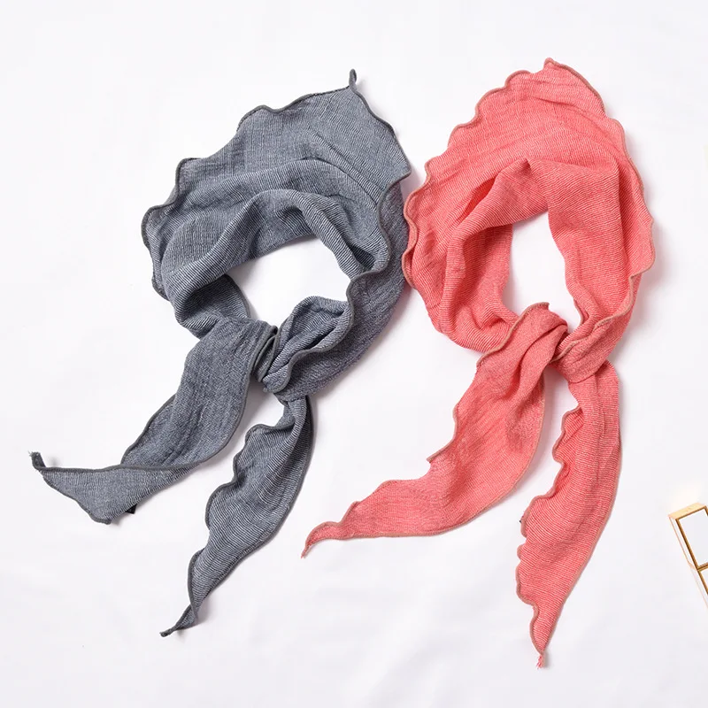 Корейский треугольный шейный платок 26x95 см, клетчатый хлопок, летняя повязка на голову, Petit шарф, женская сумка для волос, Офисная модная