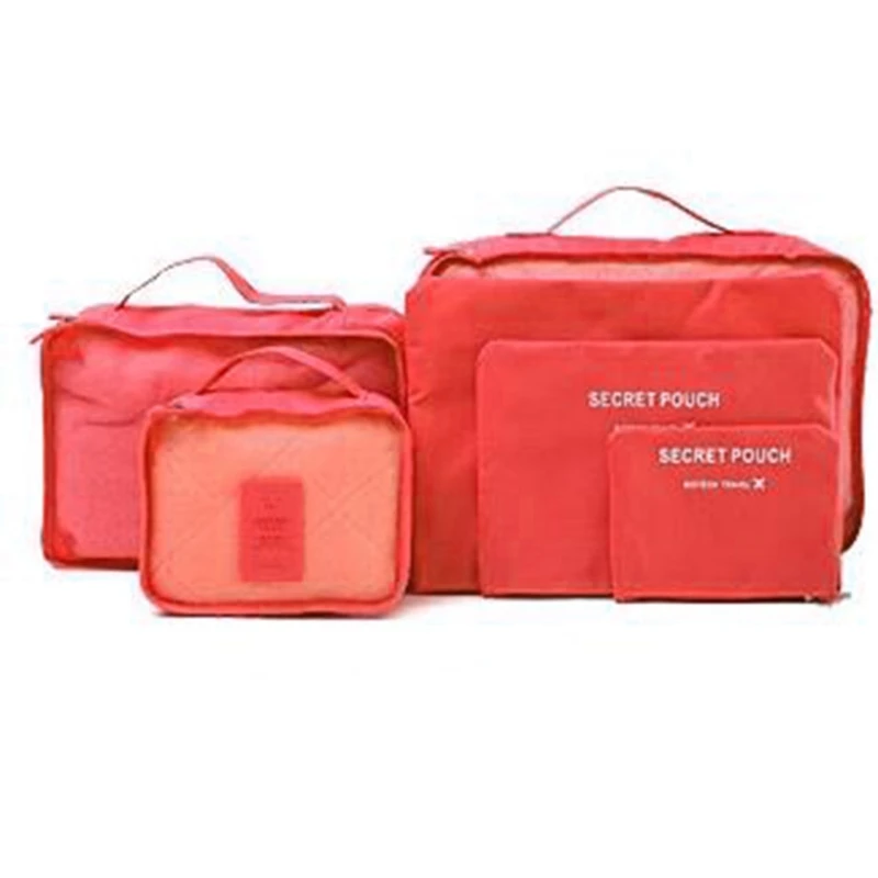 THINKTHENDO, 6 шт., водонепроницаемый, для хранения одежды, для путешествий, полиэстер, сумки, органайзер для багажа, сумка, упаковка, ткань Оксфорд+ сетчатый чехол - Цвет: WMR