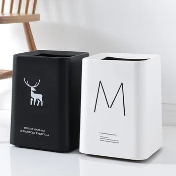 

8L/12L garbage cans Plastic Square Paper Basket Creativity Minimalism Uncovered Trash can High-capacity High quality Trash bin