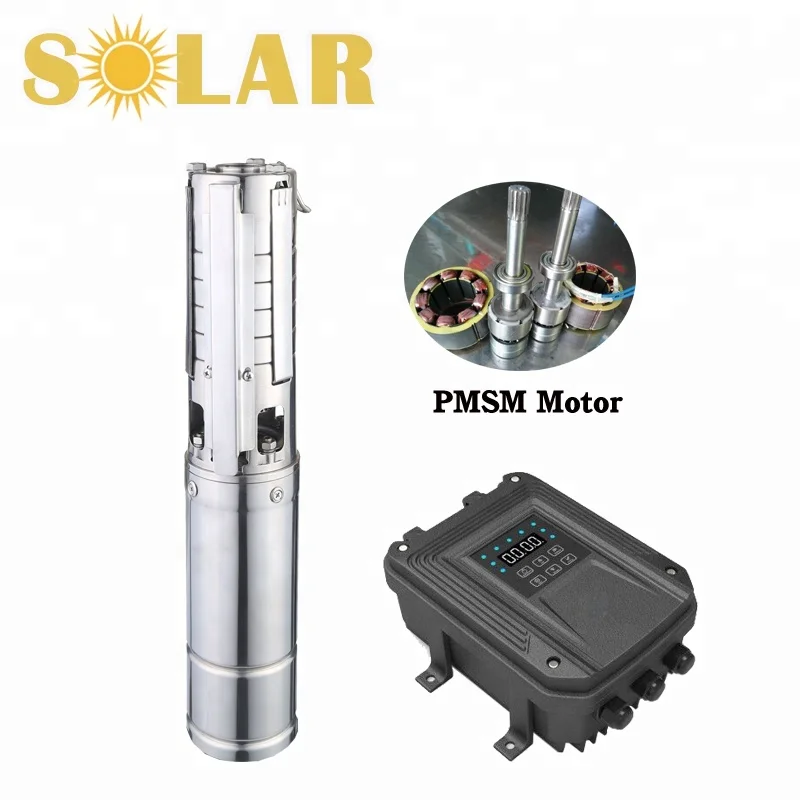 Brushless permanent magnet synchronous motor submersible dc solar water pump for well solar pump water submersible