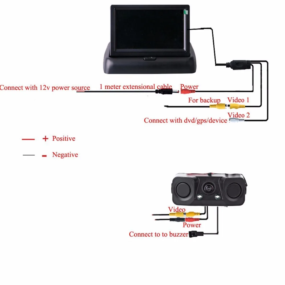4.3 Car Rearview Monitor + Video Parking Sensor with Rear View Camera (2)