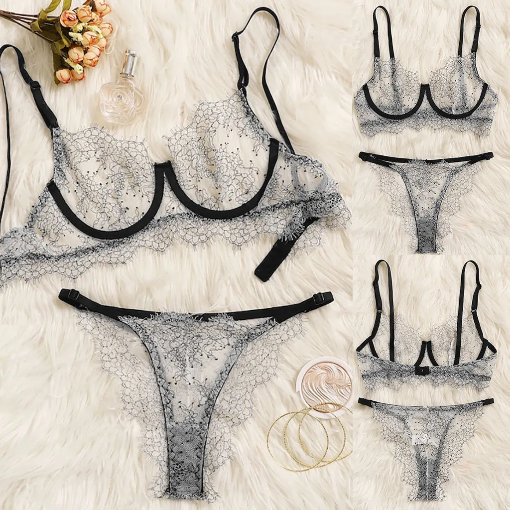 

Women sexy Lingerie Corset Lace Underwire Racy Muslin Sleepwear Underwear Tops+Briefs X6.21