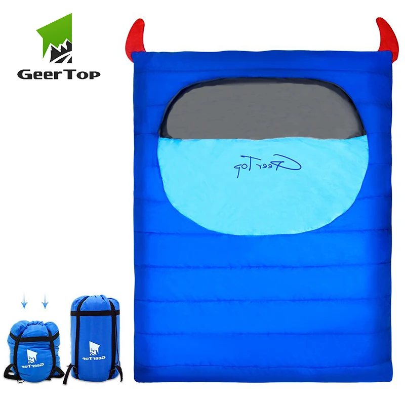 

GeerTop 2-3 Person Ultralight Sleeping Bag Double Down Sleeping Bags Compress Portable Liner Beds with Stuff Sack Camping Hiking