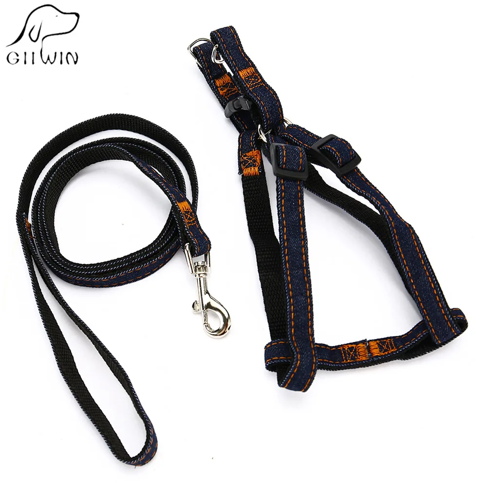 Dog Pet Leash Harness Durable Denim Harness For Small Medium Dog Pet Breakaway Leash Quick