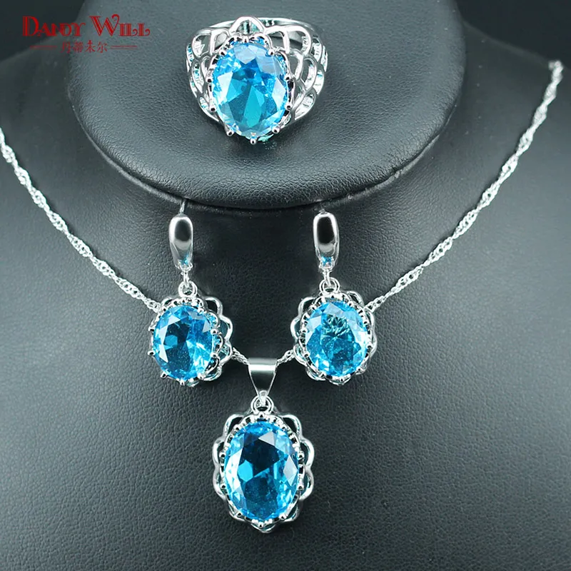 sky blue flower jewellery