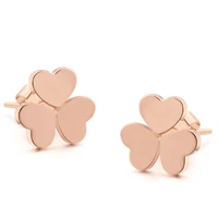 ZHOUYANG ZYE196 классические серьги-гвоздики в форме сердца с листьями розового золота модные украшения для девочек подарок оптовая продажа - изображение