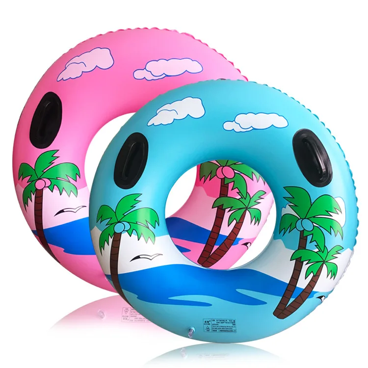 Новый мультфильм кокосовой пальмы плавательный круг для взрослых перила плавательный круг кокосовой пальмы ручка утолщенной плавание